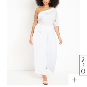 Beaded white ELOQUII jumpsuit